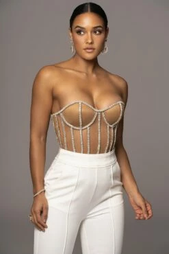 LIMITED EDITION Tan Rhinestone Crystal Corset 24 LIMITED EDITION Tan Rhinestone Crystal Corset -Jluxlabel Shop PRODUCT NOV32022 HOLIDAY 157