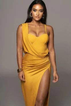 Yellow Kristiana Slit Dress