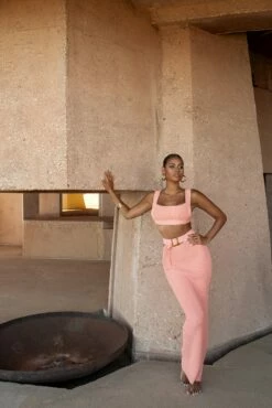 Peach Nikole Ribbed Skirt Set 37 Peach Nikole Ribbed Skirt Set -Jluxlabel Shop SUMMER4 35