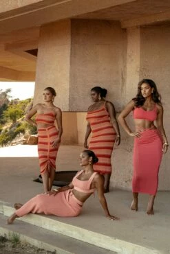 Peach Nikole Ribbed Skirt Set 40 Peach Nikole Ribbed Skirt Set -Jluxlabel Shop SUMMER4 40 ac878570 e85a 4a55 9176 d174b1b9d228