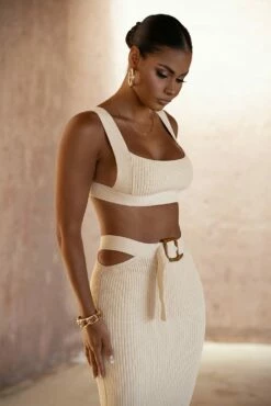 Ivory Nikole Ribbed Skirt Set 37 Ivory Nikole Ribbed Skirt Set -Jluxlabel Shop SUMMER4 7