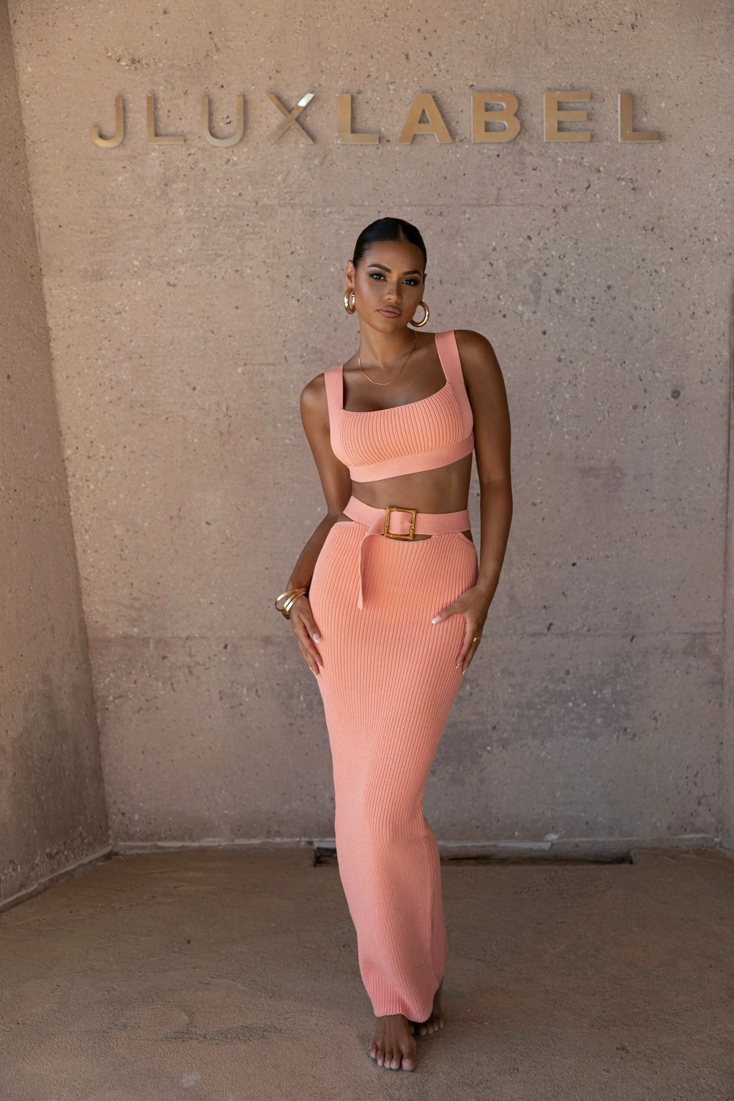 Peach Nikole Ribbed Skirt Set 6 Peach Nikole Ribbed Skirt Set - Image 4