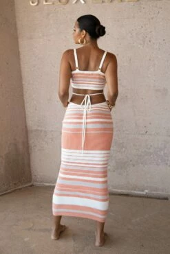 Peach Cutting Ties Skirt Set 15 Peach Cutting Ties Skirt Set -Jluxlabel Shop SUMMER4 PRODUCT 39