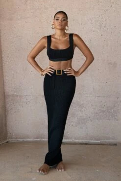 Black Nikole Ribbed Skirt Set -Jluxlabel Shop SUMMER4 PRODUCT 4