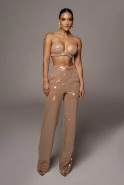 Tan Elowen Sequin Trousers -Jluxlabel Shop VDAY2021 PRODUCT 188 2fe6ac52 641d 44e6 bffe 5d4182599cfb