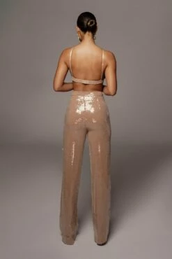 Tan Elowen Sequin Trousers -Jluxlabel Shop VDAY2021 PRODUCT 191 2b6f5773 87a1 4ba4 ad6d 4b185041677f