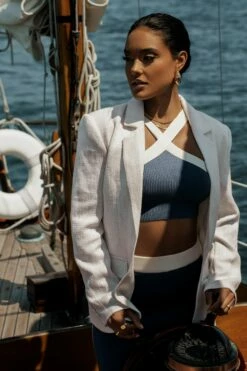 Navy Heartbreaker Two-Piece Skirt Set -Jluxlabel Shop YACHTCLUB 100